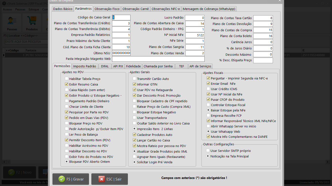 Parametro do Sistema